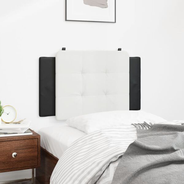 vidaXL Coussin de t&ecirc;te de lit Zadar noir et blanc 80 cm similicuir