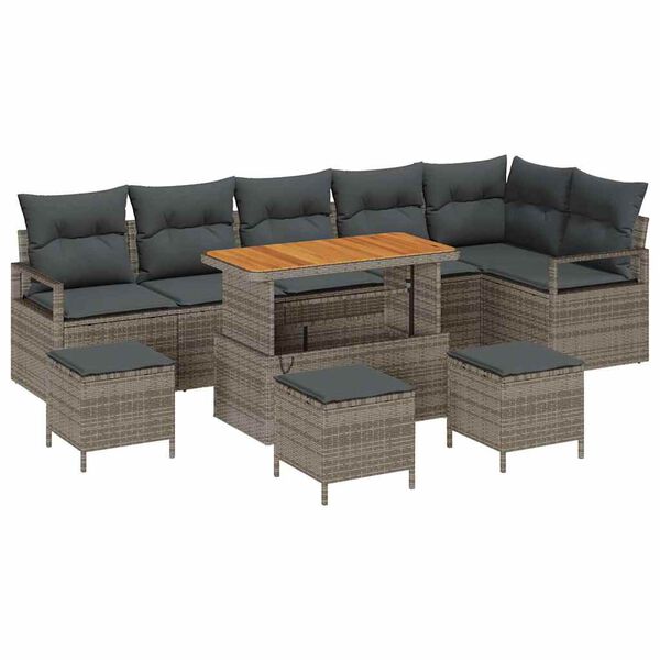 vidaXL Ensemble de canap&eacute; de jardin avec coussin 10 pcs Gris
