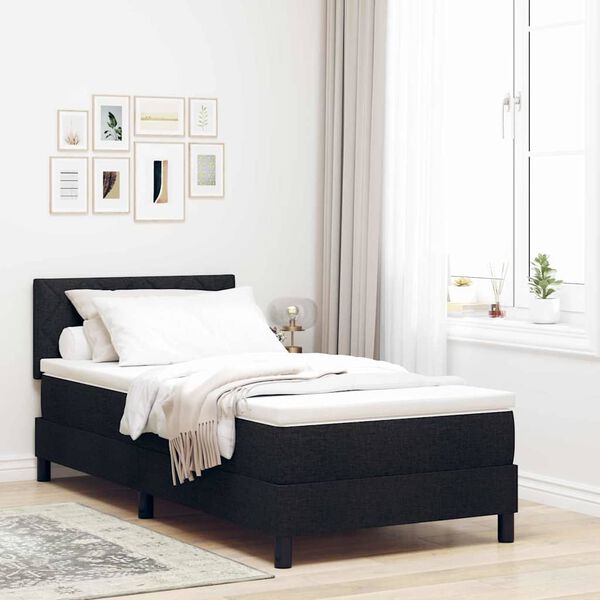 vidaXL Lit &agrave; ressorts avec matelas avec LED Noir 90 x 200 cm tissu