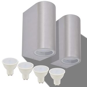 vidaXL Applique murale LED d'ext&eacute;rieur 2 pi&egrave;ces Ronde vers le bas/haut