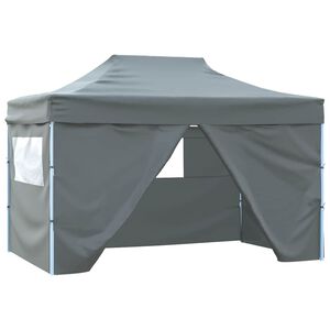 vidaXL Tente de r&eacute;ception pliable avec 4 parois 3x4 m Acier Anthracite