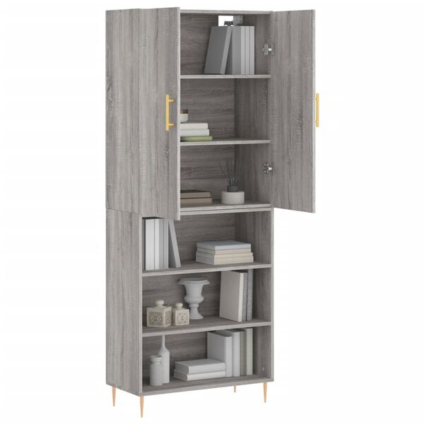 vidaXL Buffet haut Sonoma gris 69,5x34x180 cm Bois d'ing&eacute;nierie