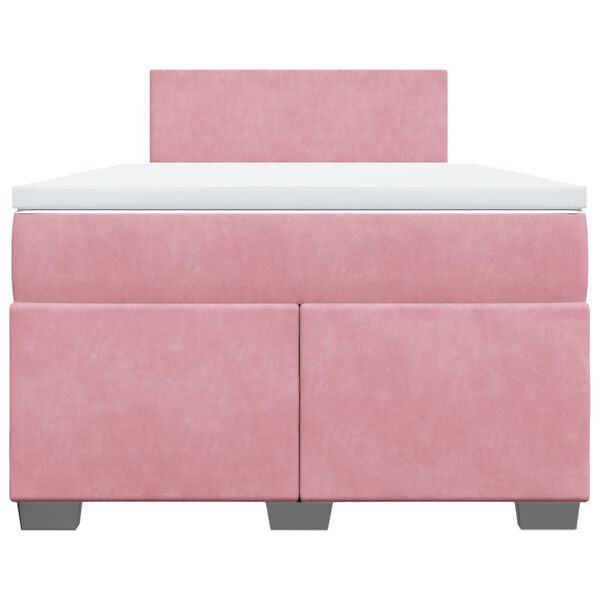 vidaXL Sommier &agrave; lattes de lit avec matelas rose 120x190 cm velours