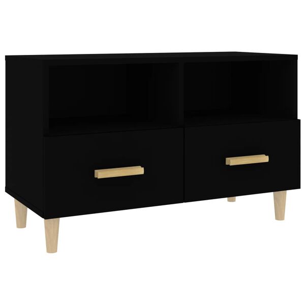 vidaXL Meuble TV Noir 80x36x50 cm Bois d'ing&eacute;nierie