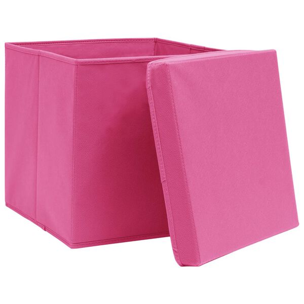 vidaXL Boîtes de rangement avec couvercles 10 pcs 28x28x28 cm Rose