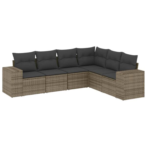 vidaXL Salon de jardin 6 pcs avec coussins gris r&eacute;sine tress&eacute;e