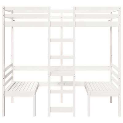 vidaXL Lit mezzanine avec bureau et chaises blanc 90x190 cm pin massif