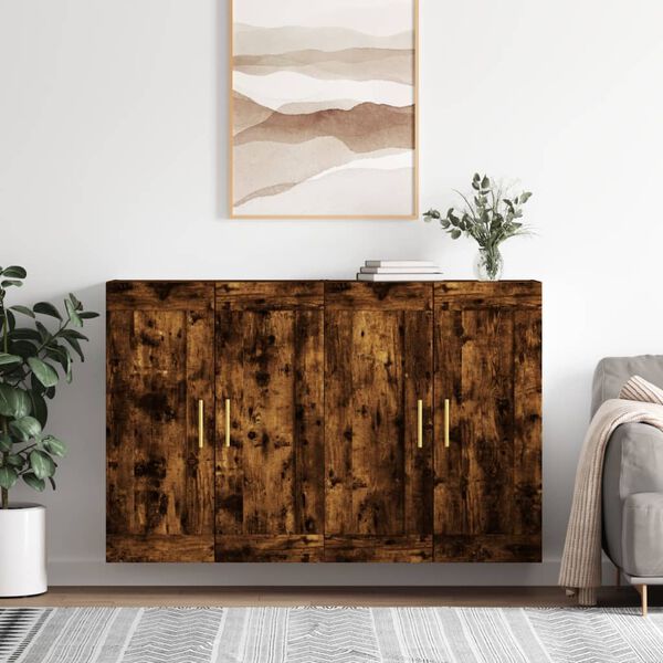 vidaXL Armoires murales 2 pcs ch&ecirc;ne fum&eacute; bois d'ing&eacute;nierie