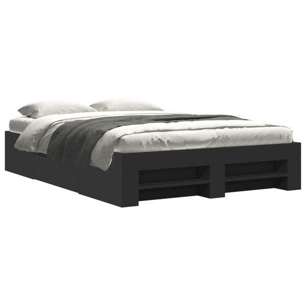 vidaXL Cadre de lit sans matelas noir 140x190 cm bois d'ing&eacute;nierie