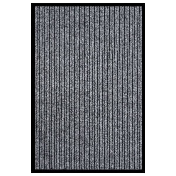 vidaXL Paillasson ray&eacute; Gris 80x120 cm