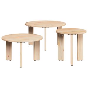 vidaXL Table basse 3 pcs Naturel Bois massif en pin