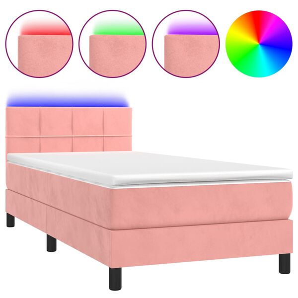 vidaXL Sommier &agrave; lattes de lit avec matelas et LED Rose 80x200 cm