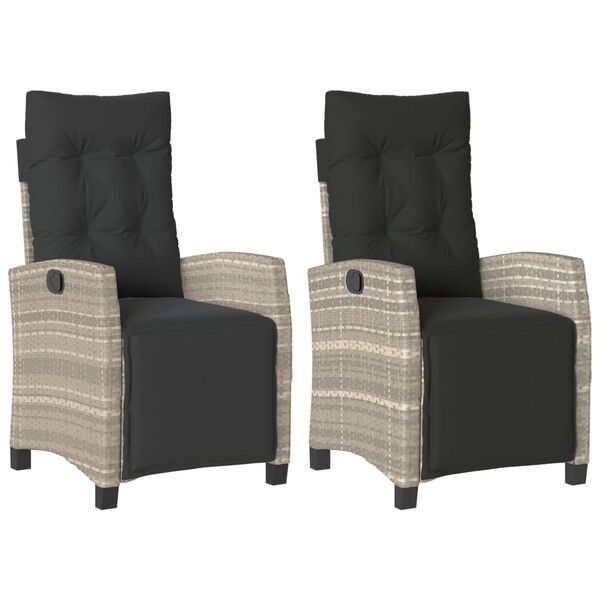 vidaXL Chaises inclinables de jardin lot de 2 avec repose-pied rotin