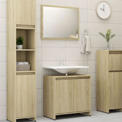 vidaXL Ensemble de meubles de bain 3pcs Chêne sonoma Bois d'ingénierie