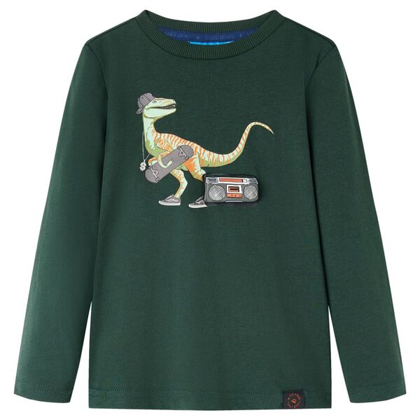T-shirt enfants &agrave; manches longues vert fonc&eacute; 116
