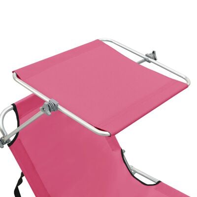 vidaXL Chaise longue pliable avec auvent rose aluminium