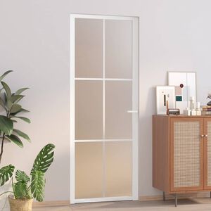vidaXL Porte int&eacute;rieure 76x201,5 cm Blanc Verre mat et aluminium