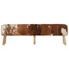vidaXL Banc marron et blanc 160x28x50 cm cuir de ch&egrave;vre v&eacute;ritable