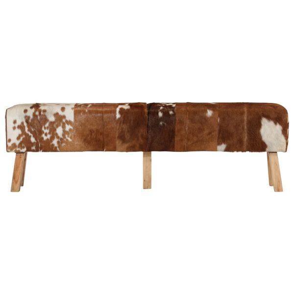vidaXL Banc marron et blanc 160x28x50 cm cuir de ch&egrave;vre v&eacute;ritable