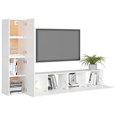 vidaXL Ensemble de meubles TV 4 pcs Blanc Bois d'ingénierie