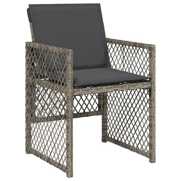 vidaXL Ensemble &agrave; manger de jardin et coussins 7 pcs gris rotin
