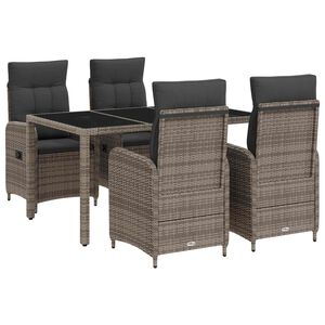 vidaXL Ensemble de repas ext&eacute;rieur 5 pc Gris clair et gris fonc&eacute;