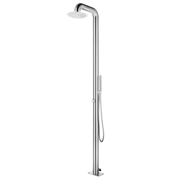 vidaXL Douche de jardin avec base gris 230 cm Acier inoxydable