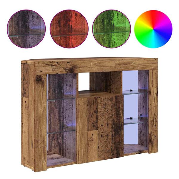 vidaXL Meuble TV LED d'Angle Bois ancien 100x40x68cm Bois d'ing&eacute;nierie