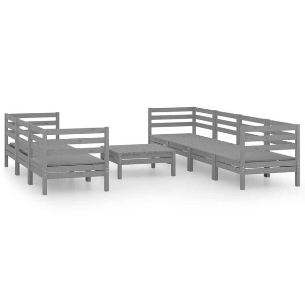 vidaXL Salon de jardin 8 pcs Gris Bois de pin massif
