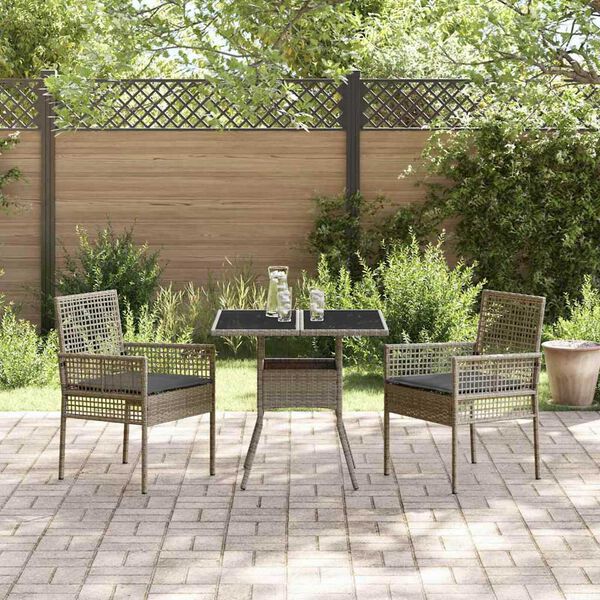 vidaXL Ensemble de salle à manger pour jardin 3 pcs Gris Poly rotin