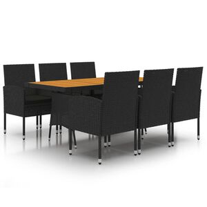 vidaXL Ensemble &agrave; manger d'ext&eacute;rieur 7 pcs R&eacute;sine tress&eacute;e Noir