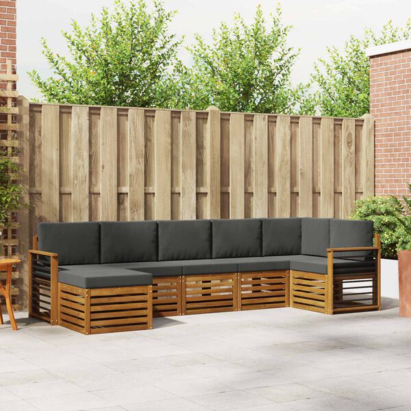vidaXL Ensemble de canap&eacute; d'angle 7 pcs Naturel et Anthracite