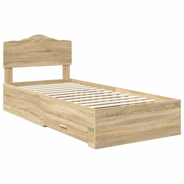 vidaXL Cadre de lit Ch&ecirc;ne Sonoma 100 x 200 cm Bois d'ing&eacute;nierie