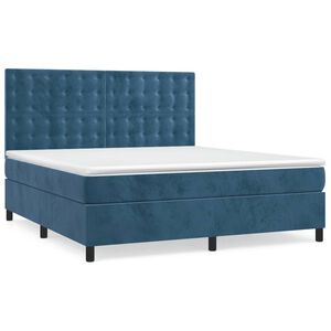 vidaXL Sommier &agrave; lattes de lit et matelas Bleu fonc&eacute; 160x200cm Velours