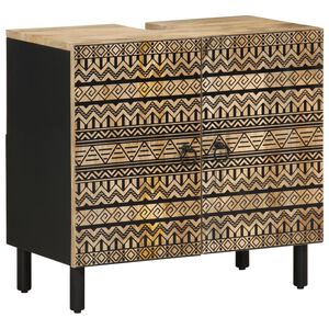 vidaXL Armoire lavabo de salle de bain noir bois massif de manguier
