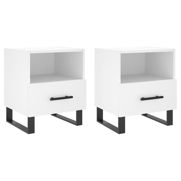 vidaXL Tables de chevet 2 pcs blanc 40x35x47,5 cm bois d&rsquo;ing&eacute;nierie