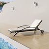 vidaXL Chaise longue avec coussin et roues R&eacute;sine tress&eacute;e Noir
