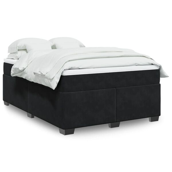 vidaXL Sommier &agrave; lattes de lit avec matelas Noir 140x200 cm Velours