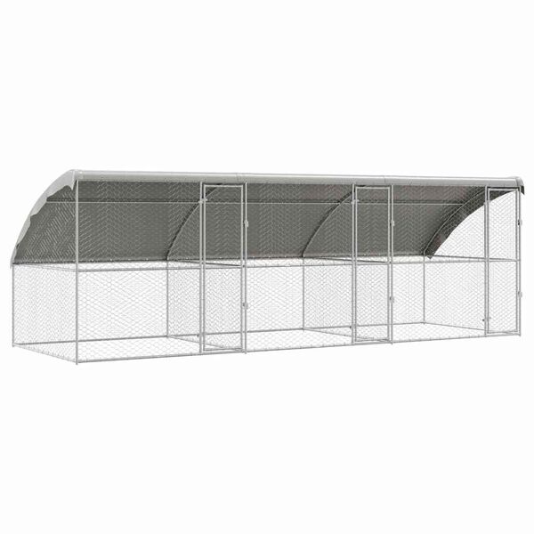 vidaXL Kennel pour Chiens 3 pcs Argent&eacute; 6 x 2 x 2 m Acier