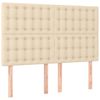 vidaXL Sommier &agrave; lattes de lit avec matelas Cr&egrave;me 140x200 cm Tissu