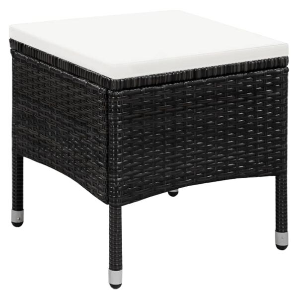 vidaXL Chaise et tabouret d'ext&eacute;rieur et coussins R&eacute;sine tress&eacute;e Noir