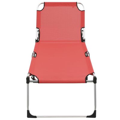 vidaXL Chaise longue pliable extra haute pour seniors Rouge Aluminium