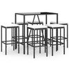vidaXL Ensemble de bar de jardin 7 pcs avec coussins noir poly rotin