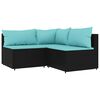 vidaXL Salon de jardin 3 pcs avec coussins Noir R&eacute;sine tress&eacute;e