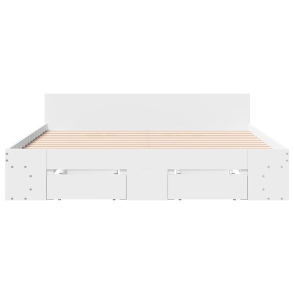 vidaXL Cadre de lit avec tiroirs sans matelas blanc 150x200 cm