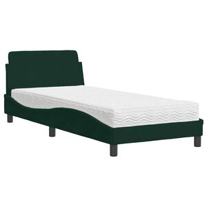 vidaXL Lit avec matelas Dover vert fonc&eacute; 80x200 cm velours