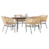 vidaXL Ensemble &agrave; manger jardin coussins 5pcs marron poly rotin verre
