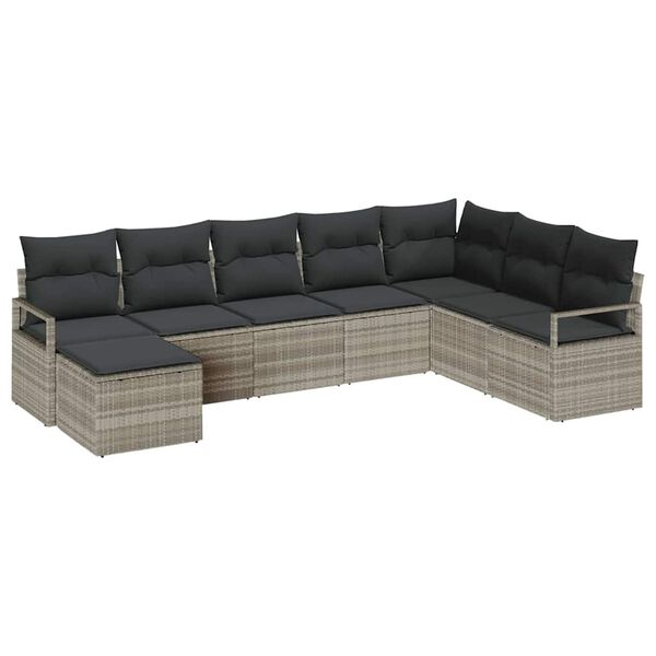 vidaXL Ensemble de Canap&eacute;s avec coussin 8 pcs Gris clair polyrotin