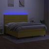 vidaXL Sommier &agrave; lattes de lit et matelas et LED Vert 180x200 cm Tissu