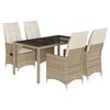 vidaXL Ensemble &agrave; manger de jardin avec coussins 5pcs Beige poly rotin